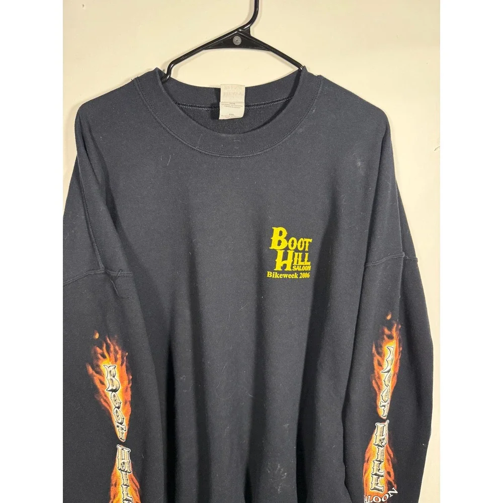 Vintage 2006 Boot Hill Saloon Bike Week Sweatshirt Mens XXXL Black Eagle Flame - Picture 2 of 9